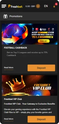 Promo in Freshbet app