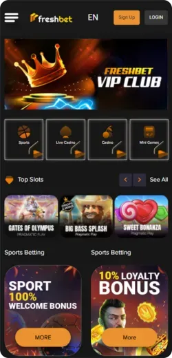 Slots in Freshbet app