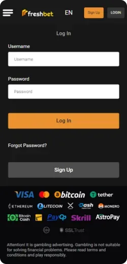 log in Freshbet app